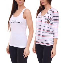 TOM TAILOR T-Shirt Set Damen Sommer-Shirt und Baumwoll-Top 34300140 Weiß/Blau/Rot
