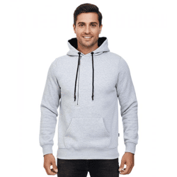 Trendy men's hooded sweater with side zipper Hoodie Sweater 7006 Gray Melange