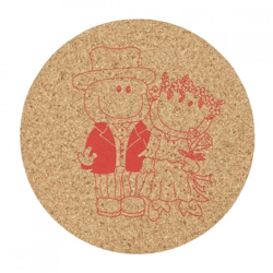 Untersetzer Kork Ehepaar rot 9,5 cm 4 Stk.