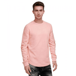 Urbanes Sweatshirt für Herren mit geripptem Ärmeldesign Pullover Sweater 19056 Rosa