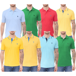 U.S. POLO ASSN. Herren Polo-Shirt schlicht oder mit farblichen Akzenten Basic-Shirt Baumwoll-Shirt Kurzarm-Shirt Gelb, Blau, Rot, Grün, T