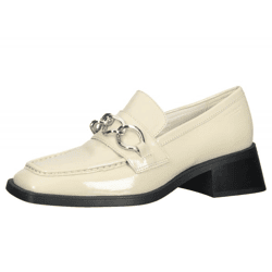 VAGABOND Damen Echtleder-Schuhe in Lack-Optik Mokassins Slipper mit Zierschnalle 5317-060-05 Beige/Silber