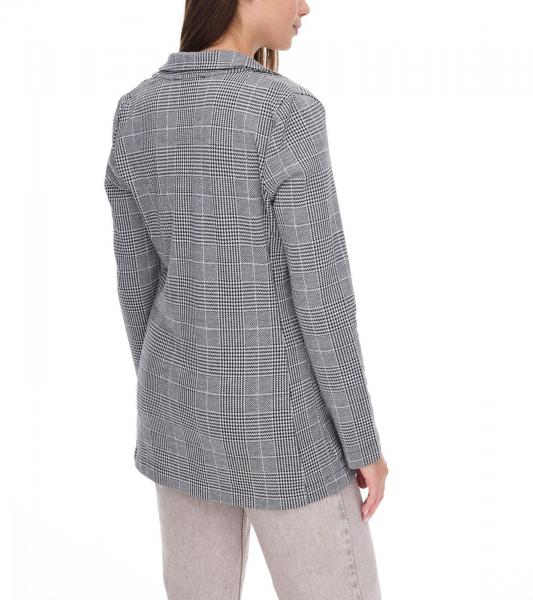 vestino Damen Blazer karierter Herbst-Blazer mit Reverskragen Alltags-Sakko 900719 Grau