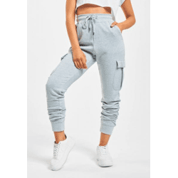 Versatile DEF Women's Pants, Drawstring, Fleece, 300 g/m², with Cotton, Gray