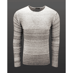 Vielseitiger Herren Rundhals-Pullover mit Punktmuster Strick-Sweater 6245 Weiß