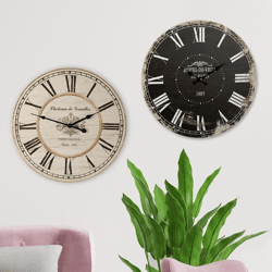 Wanduhr rund Nostalgie Holz, 2/s, gr.45cm