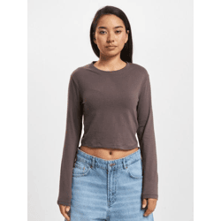 weiches DEF Damen Sweatshirt mit Baumwolle Braun