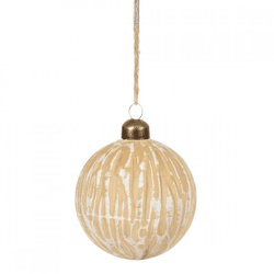 Wilko Weihnachtskugel Nordic Wood Glas beige 8 cm
