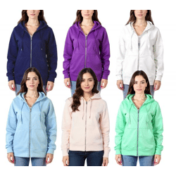 ZEGY Damen Sweat-Jacke mit Kapuze Baumwoll-Sweater Zip Hoodie 1083 in Rosa, Lila, Navy, Hellblau, Weiß oder Mint-Grün
