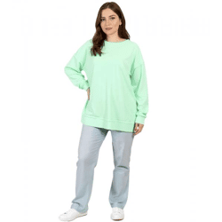 ZEGY Damen Sweatshirt schlichter Baumwoll-Pullover Rundhals-Pulli Sweater 1070 Mint-Grün
