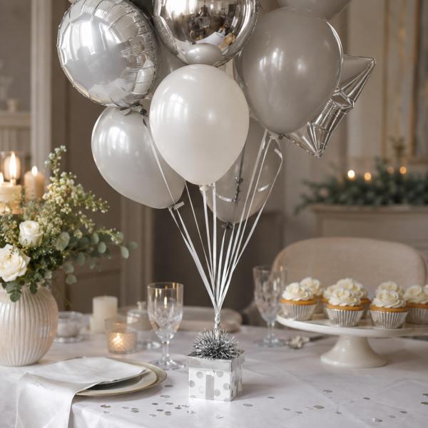 Ballongewicht Geschenk Silber 8 cm