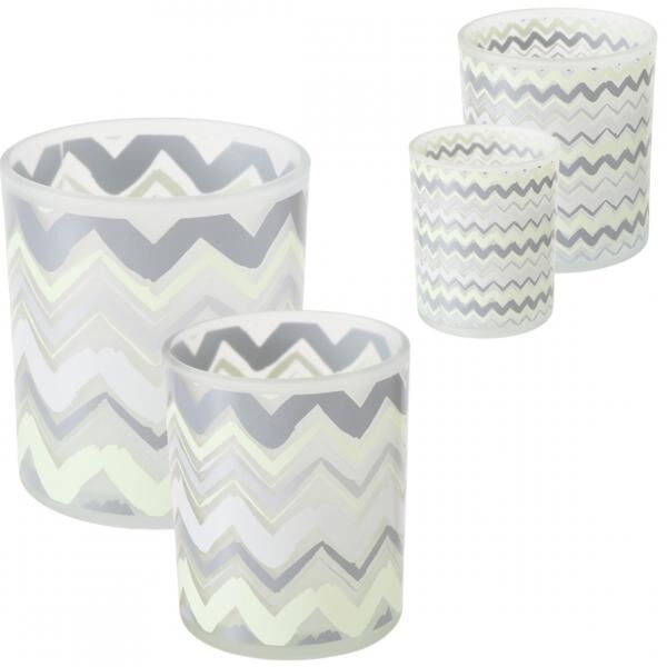 Boltze Teelichthalter „Zickzack“, grau, 10 cm, 2er-Set in verschiedenen Ausführungen