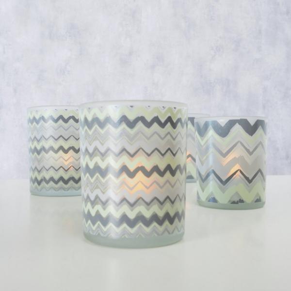 Boltze Teelichthalter „Zickzack“, grau, 10 cm, 2er-Set in verschiedenen Ausführungen