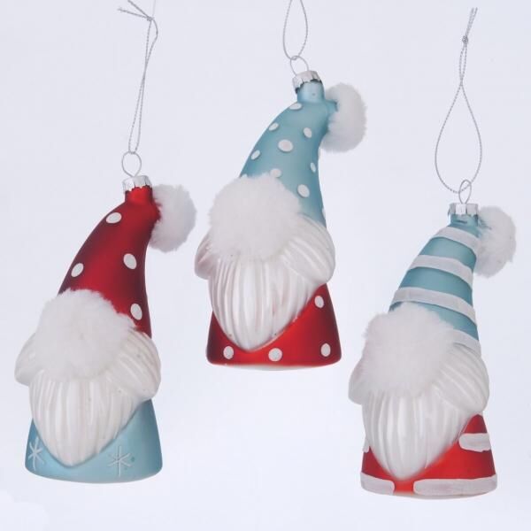 Boltze Weihnachtsanhänger aus Glas, Zwerg und Weihnachtsmann, 13 cm, 3er-Set, sortiert