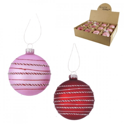 Boltze Weihnachtskugel aus Glas „Vanea“, 8 cm, 2er-Set, sortiert