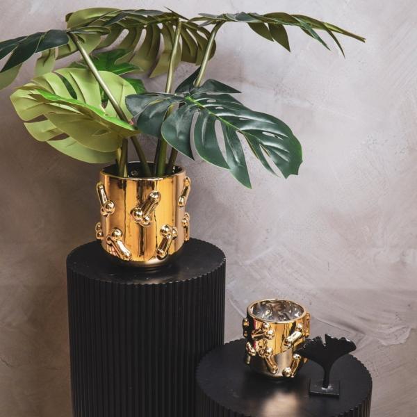 Housevitamin Blumentopf Dick gold 17,5 cm