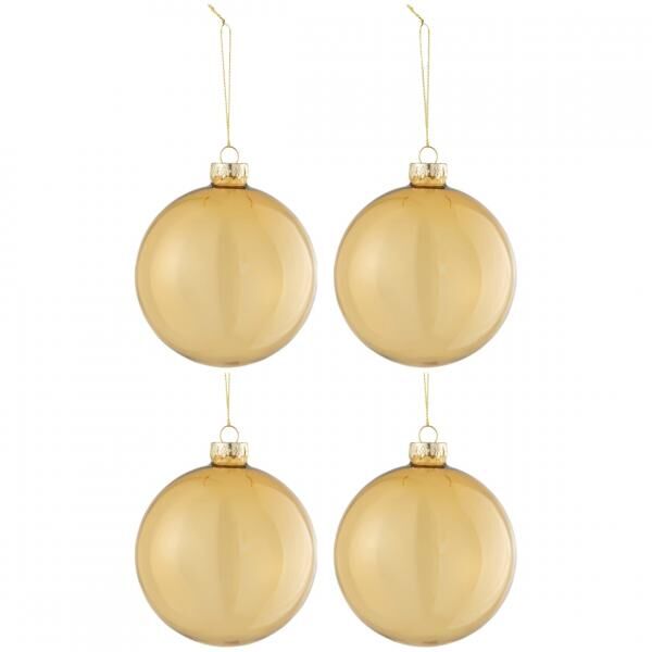 J-Line Weihnachtskugeln aus Glas, goldfarben, 10 cm, 4er-Set