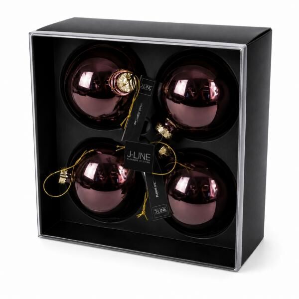 J-Line Weihnachtskugeln aus Glas, rosa, 10,5 cm, 4er-Set