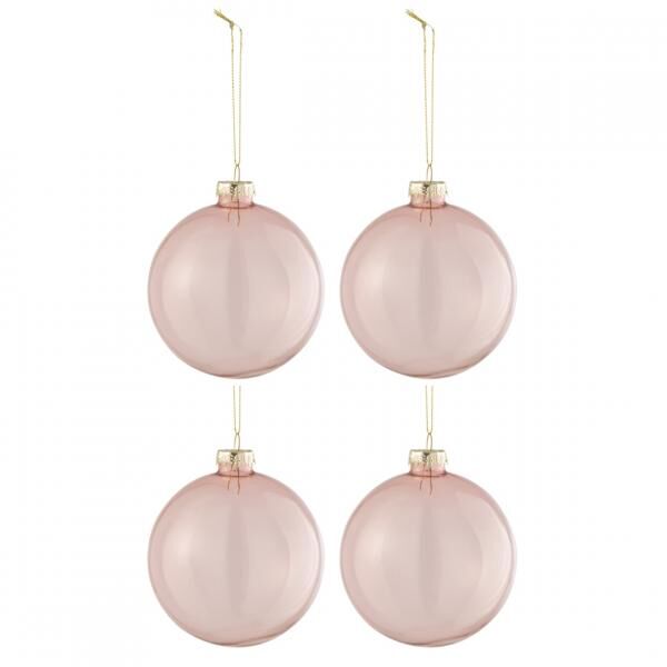 J-Line Weihnachtskugeln aus Glas, rosa, 10,5 cm, 4er-Set