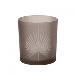 J-Line Teelichthalter mit Palmblatt-Motiv, Rauchglas, 8 cm
