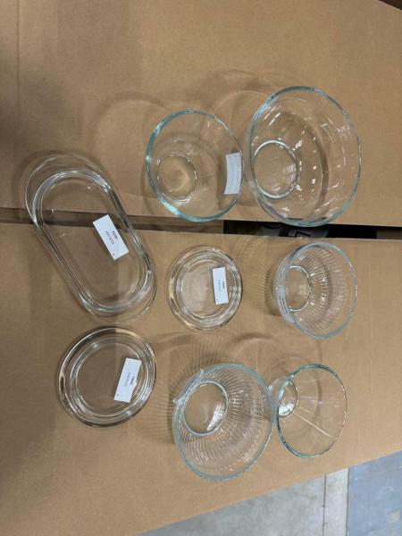 Mischpalette von Messemustern Glas