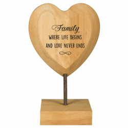 Paper Dreams Holzherz mit der Aufschrift „Family, where life begins“, 18 cm