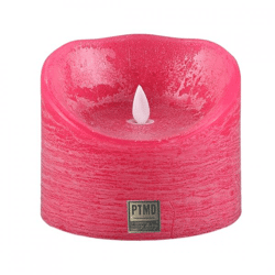 PTMD LED-Stumpenkerze, batteriebetrieben, XL, leuchtend rosa, 12,5 x 10 cm