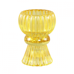 PTMD Teelichthalter, Kerzenhalter „Candidae“, gelb, 7,5 cm