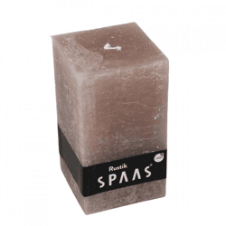 (R) Spaas Block Kerze Rustikales Quadrat taupe 7 x 13 cm.