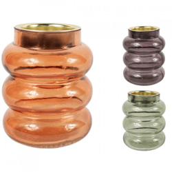 Teelichthalter Glas 8,5 cm 3 Stück sortiert