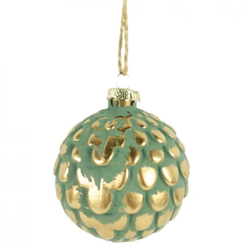 Wilko Weihnachtskugel grün/gold Glas 8 cm