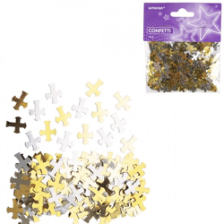 Amscan Konfetti in Kreuzform, gold- und silberfarben, 14 g