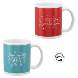 Becher Weihnachten, Deutsche Sprüche. 2/s, 300ml, 9,5cmH