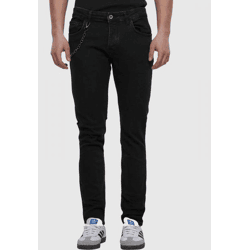 bequeme 2Y Premium Herren Jeans Skinny Fit Stretch mit Baumwolle Schwarz