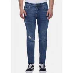 bequeme 2Y Premium Herren Jeans Skinny Fit Stretch Reißverschluss mit Baumwolle Blau