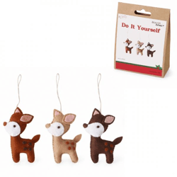 Boltze DIY-Weihnachtsanhänger „Rentier“ aus Filz, 10,5 cm, 3er-Set