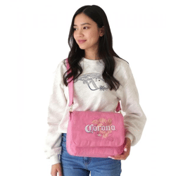 Corona Bier Vintage Tasche Damen Schultertasche kleiner Shopper Fanartikel Logo-Stickerei Canvas Rosa