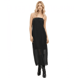 Damen Maxikleid mit Spaghettiträgern Ausgeh-Kleid ärmellos 955567 Schwarz