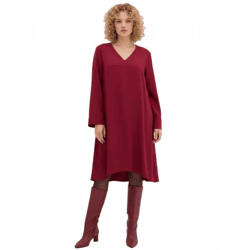 Damen Twill-Kleid aus weicher Lyocell-Qualität Midi-Kleid Ausgeh-Kleid 964760 Rot