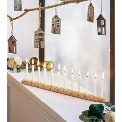 Dekorativer Kerzen-Adventskalender Kerzenhalter für 24 schmale Kerzen Wohn-Dekoration 909601 Beige