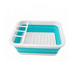 Foldable DR Home Division Drain Rack & Sink, 13.4 Liters—Ideal for Camping, Gardening, and Household Use—9943482 Blue/White
