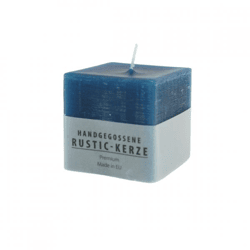 Gala Stumpenkerze rustikal quadratisch blau 7 x 7 cm