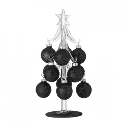 J-Line Christmas Tree, Black Glitter Glass, 20 cm