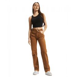 KEINE LIEBE Damen Loose-Fit Jeans Baumwoll-Hose Denim-Hose Mittelbraun