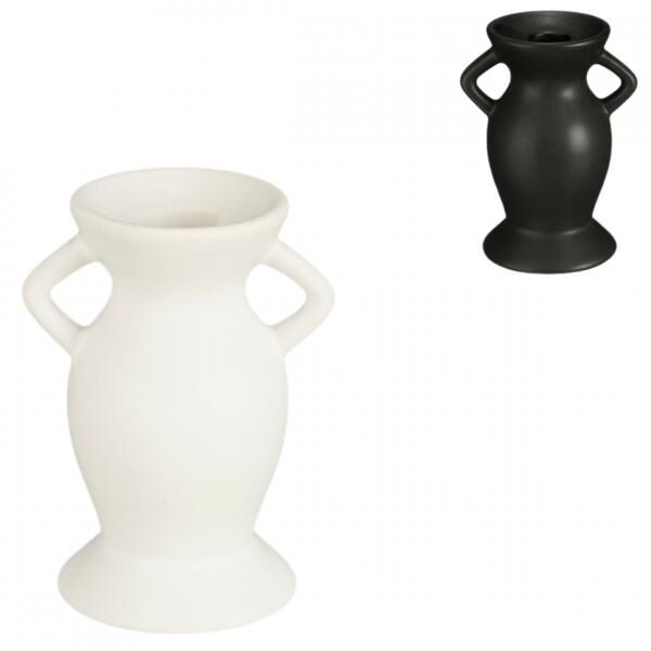 Kerzenständer Veneto schwarz/weiß 12,5 cm 2 Stück sortiert