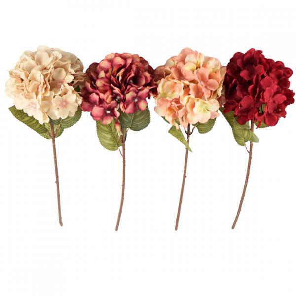 Künstliche Blume Hortensie 54 cm 4 Stück sortiert