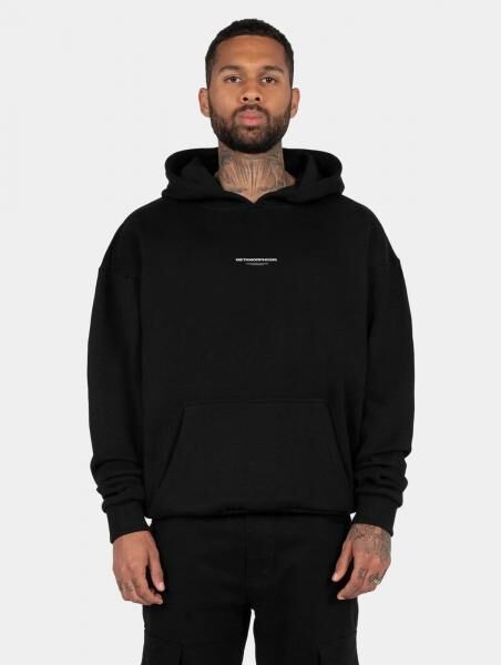 l&auml;ssiger MJ Gonzales Herren Hoodie Rippb&uuml;ndchen Oversize 460 g/m&sup2; mit Baumwolle Schwarz