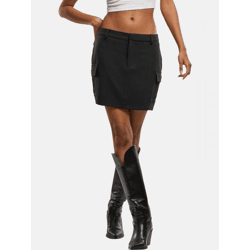 leichtes Urban Classics Damen Kleid Stretch Reißverschluss Taschen Schwarz
