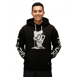 RE:COVERED X Disney Herren Kapuzen-Pullover mit Mickey Mouse-Print Baumwoll-Hoody Langarm-Shirt RCDIF2049 Schwarz