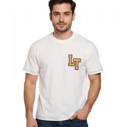 RE:COVERED X LOONEY TUNES Herren T-Shirt mit Basketball-Print Baumwoll-Shirt Rundhals-Shirt RCWARN750 Ecru-Weiß